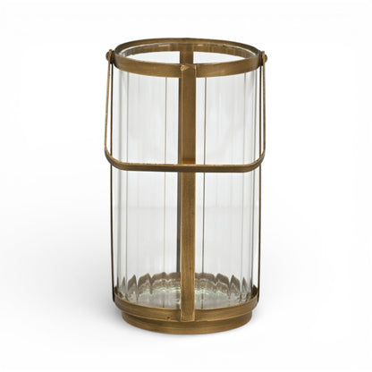 LAUREL 9" GOLD GLASS TABLETOP LANTERN CANDLE HOLDER