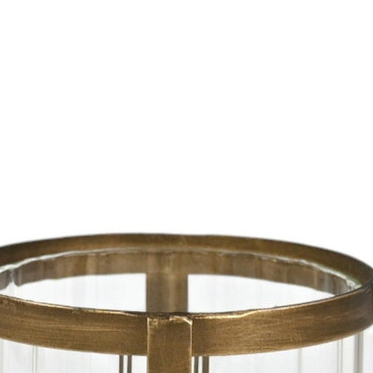 LAUREL 7" GOLD GLASS TABLETOP LANTERN CANDLE HOLDER
