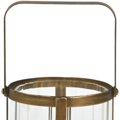 LAUREL 7" GOLD GLASS TABLETOP LANTERN CANDLE HOLDER