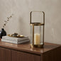LAUREL 7" GOLD GLASS TABLETOP LANTERN CANDLE HOLDER