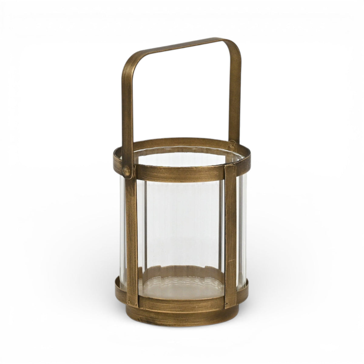 LAUREL 5" GOLD GLASS TABLETOP LANTERN CANDLE HOLDER