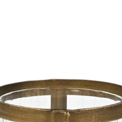 LAUREL 5" GOLD GLASS TABLETOP LANTERN CANDLE HOLDER