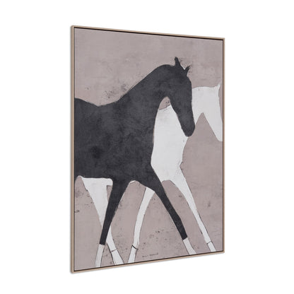 PALISADES GALLOP OF THE DIVINE HAND PAINTED LIGHT BROWN FLOATER FRAME WALL ART - Varnish & Vibe