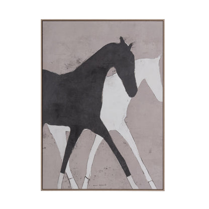 PALISADES GALLOP OF THE DIVINE HAND PAINTED LIGHT BROWN FLOATER FRAME WALL ART - Varnish & Vibe