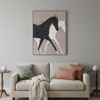 PALISADES GALLOP OF THE DIVINE HAND PAINTED LIGHT BROWN FLOATER FRAME WALL ART - Varnish & Vibe