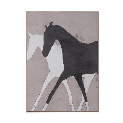 PALISADES GALLOP OF THE DIVINE HAND PAINTED LIGHT BROWN FLOATER FRAME WALL ART - Varnish & Vibe