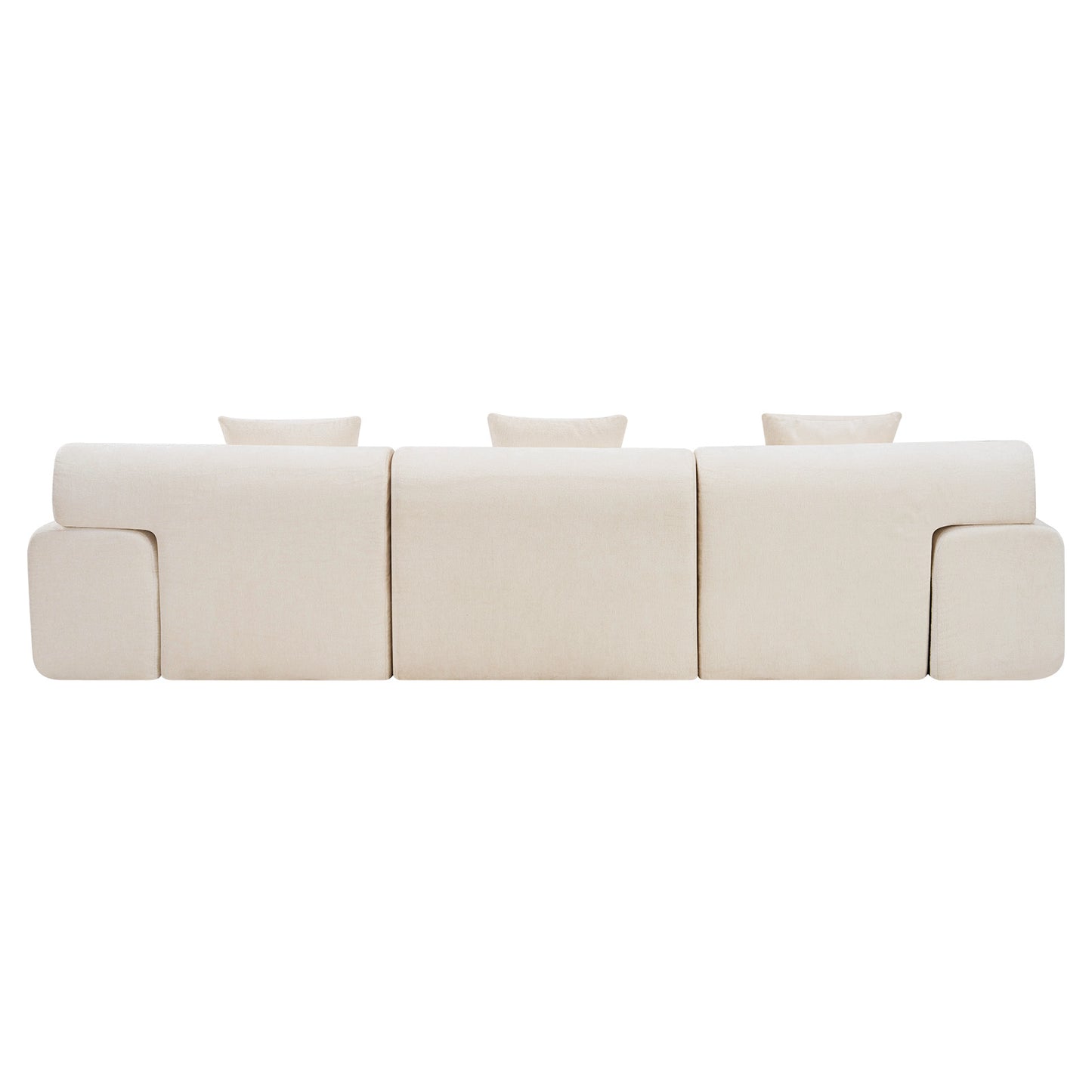 PALISADES 118" BEIGE CHENILLE MODULAR SOFA WITH OTTOMAN AND TOSS PILLOWS - Varnish & Vibe