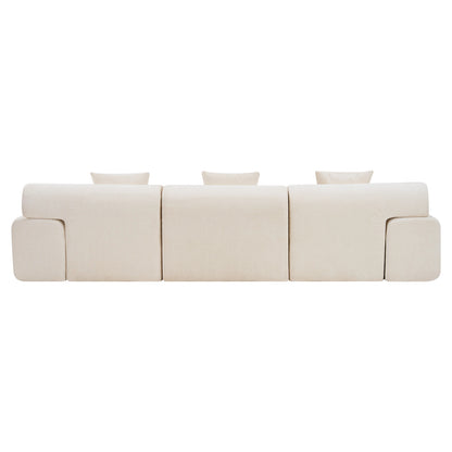 PALISADES 118" BEIGE CHENILLE MODULAR SOFA WITH OTTOMAN AND TOSS PILLOWS - Varnish & Vibe
