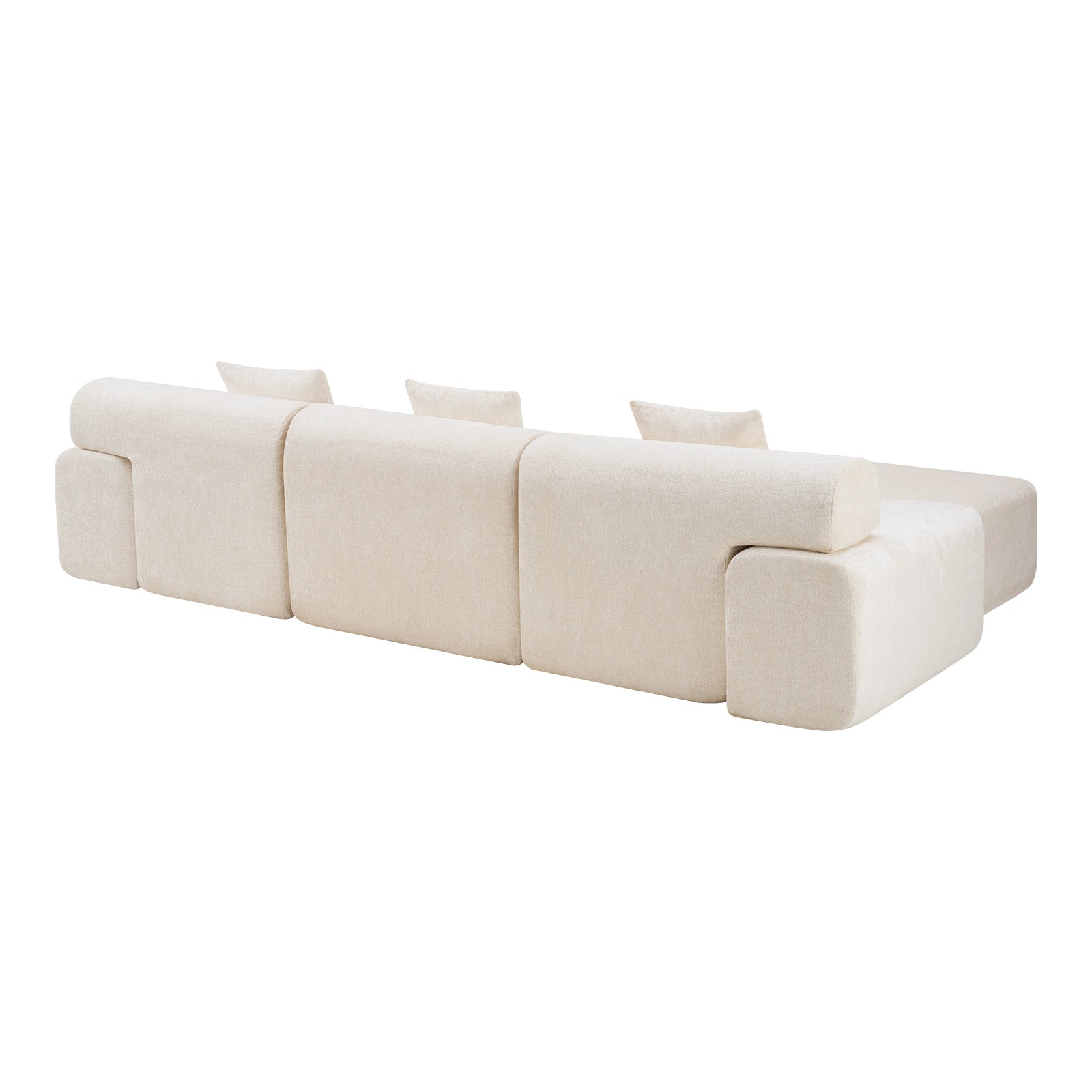 PALISADES 118" BEIGE CHENILLE MODULAR SOFA WITH OTTOMAN AND TOSS PILLOWS - Varnish & Vibe