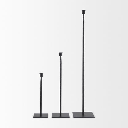 PALISADES 12" BLACK METAL FLOOR TAPER CANDLESTICK - Varnish & Vibe