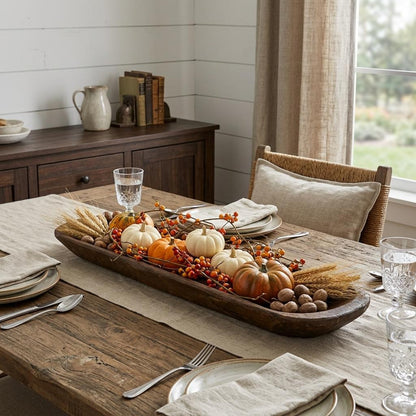 LAUREL 30" BROWN SOLID WOOD OVAL DOUGH BOWL