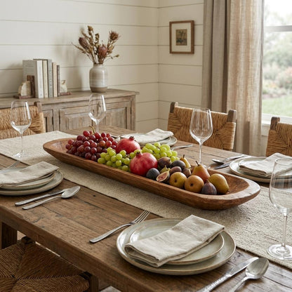 LAUREL 30" NATURAL SOLID WOOD OVAL DOUGH BOWL