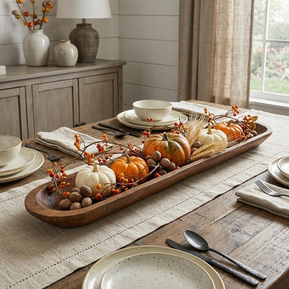 LAUREL 40" BROWN SOLID WOOD OVAL DOUGH BOWL