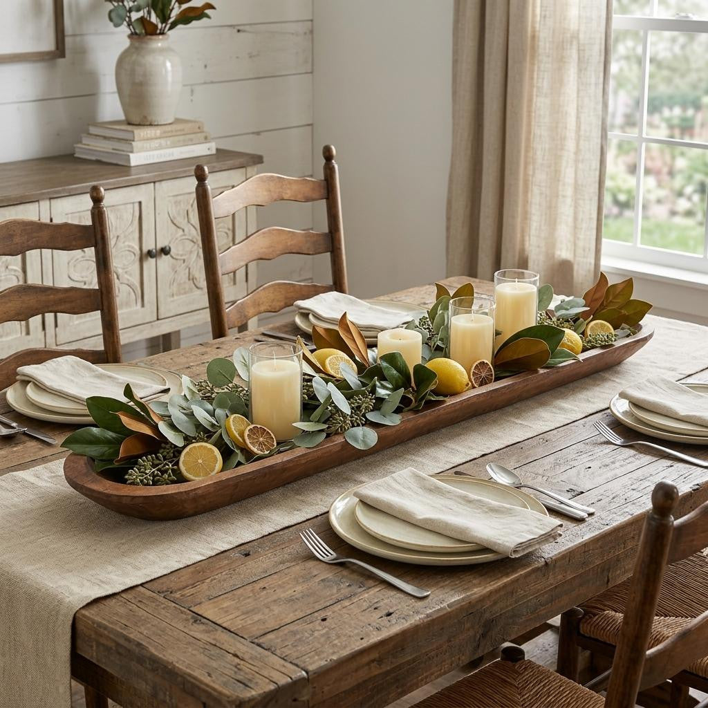 LAUREL 40" BROWN SOLID WOOD OVAL DOUGH BOWL
