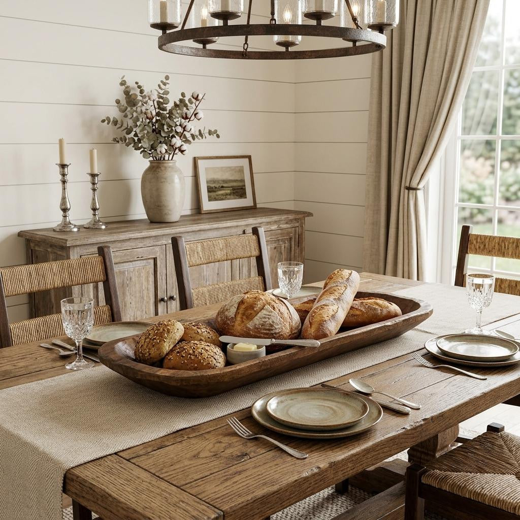 LAUREL 40" NATURAL SOLID WOOD OVAL DOUGH BOWL
