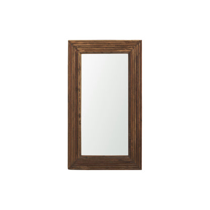 LAUREL 48" BROWN RIBBED SOLID WOOD WALL MOUNTED AND LEANING FRAMED ACCENT MIRROR