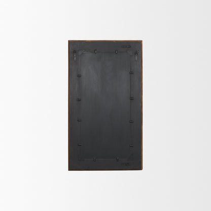 LAUREL 48" BROWN RIBBED SOLID WOOD WALL MOUNTED AND LEANING FRAMED ACCENT MIRROR