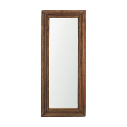 LAUREL 69" BROWN RIBBED SOLID WOOD WALL MOUNTED AND LEANING FRAMED FULL LENGTH MIRROR