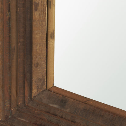 LAUREL 69" BROWN RIBBED SOLID WOOD WALL MOUNTED AND LEANING FRAMED FULL LENGTH MIRROR