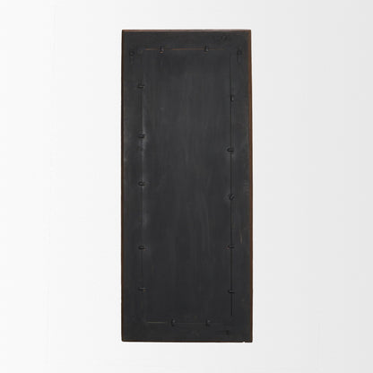 LAUREL 69" BROWN RIBBED SOLID WOOD WALL MOUNTED AND LEANING FRAMED FULL LENGTH MIRROR