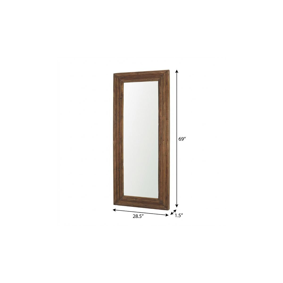 solid wood framed length mirror, wood framed length mirror, framed length mirror, 69" brown solid wood framed, brown solid wood framed length