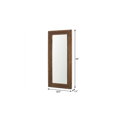 solid wood framed length mirror, wood framed length mirror, framed length mirror, 69" brown solid wood framed, brown solid wood framed length