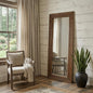 LAUREL 69" BROWN RIBBED SOLID WOOD WALL MOUNTED AND LEANING FRAMED FULL LENGTH MIRROR