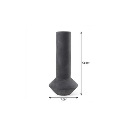 black ceramic tulip table vase, ceramic tulip table vase, tulip table vase, 15" black ceramic tulip table, ceramic tulip table