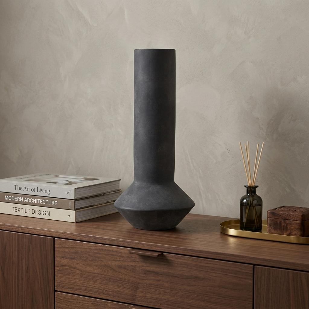 PALISADES 15" BLACK CERAMIC TULIP TABLE VASE - Varnish & Vibe