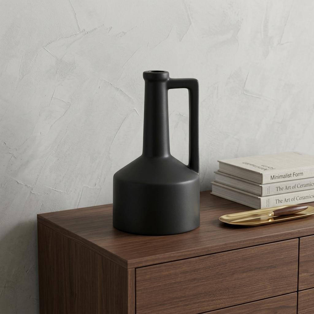 PALISADES 9" BLACK CERAMIC TABLE VASE - Varnish & Vibe