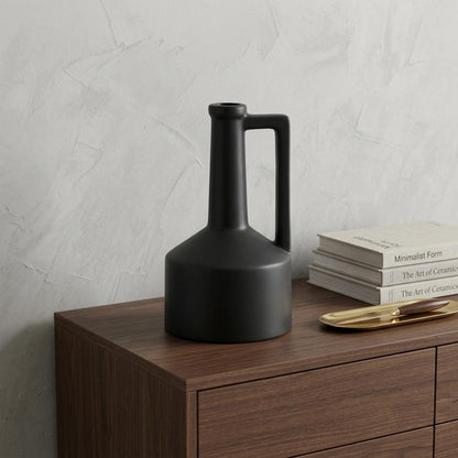 PALISADES 9" BLACK CERAMIC TABLE VASE - Varnish & Vibe