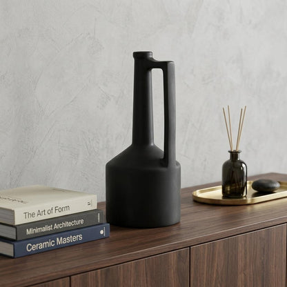PALISADES 13" BLACK CERAMIC TABLE VASE - Varnish & Vibe
