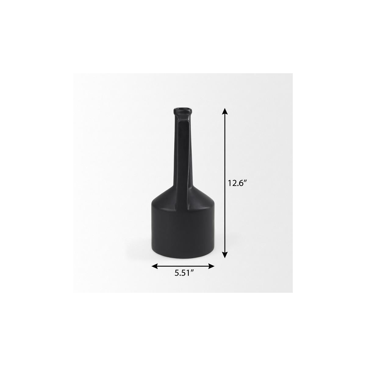 13" black ceramic table vase, black ceramic table vase, ceramic table vase, 13" black ceramic table, black ceramic table