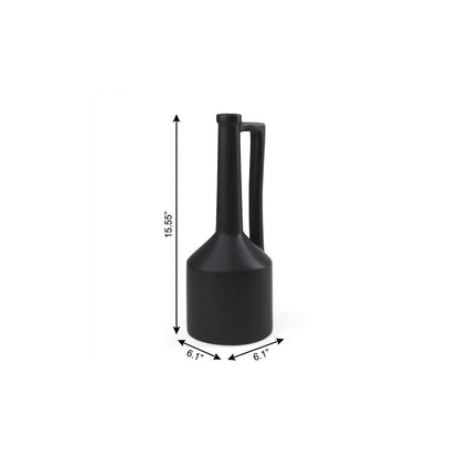 16" black ceramic table vase, black ceramic table vase, ceramic table vase, 16" black ceramic table, black ceramic table
