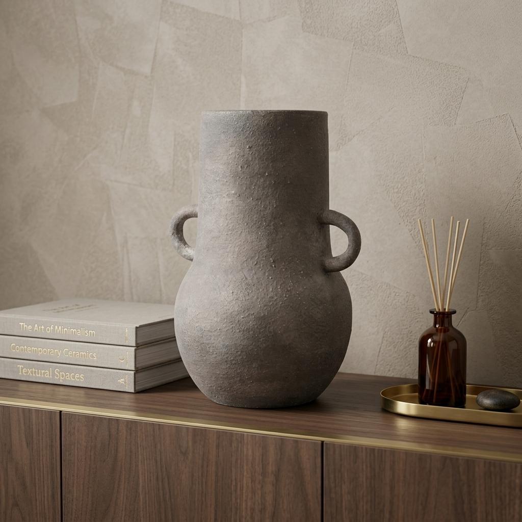 PALISADES 10" BROWN CERAMIC AMPHORA TABLE VASE - Varnish & Vibe