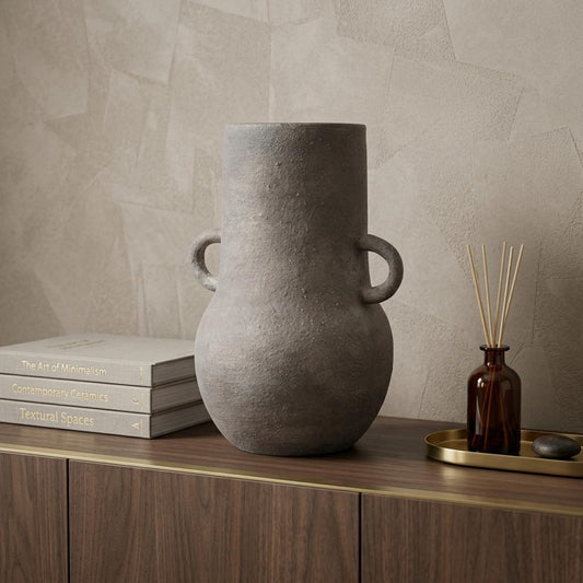 PALISADES 10" BROWN CERAMIC AMPHORA TABLE VASE - Varnish & Vibe