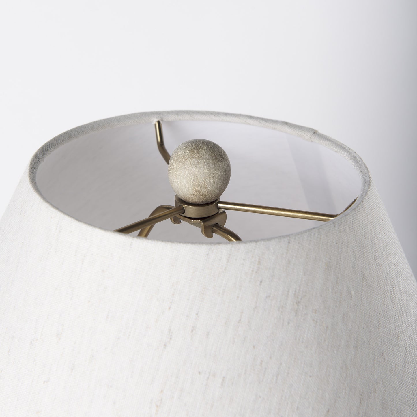 Cream bell-shaped fabric shade on the Palisades table lamp
