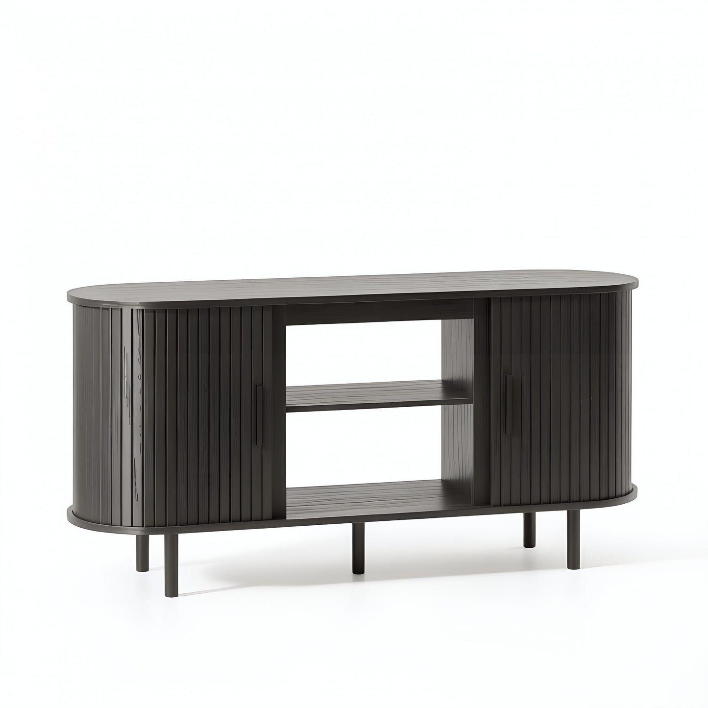 PALISADES 55" BLACK WOOD FIREPLACE TV STAND WITH FIREPLACE - Varnish & Vibe