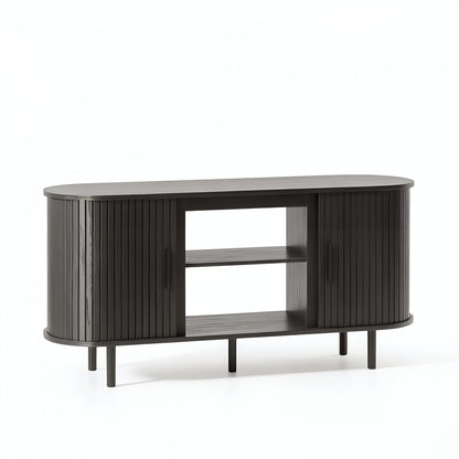 PALISADES 55" BLACK WOOD FIREPLACE TV STAND WITH FIREPLACE - Varnish & Vibe