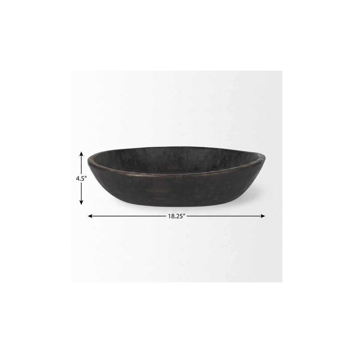 PALISADES SET OF TWO BLACK SOLID WOOD ROUND CENTERPIECE BOWL - Varnish & Vibe