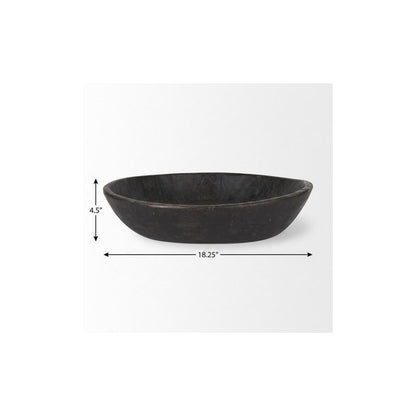 PALISADES SET OF TWO BLACK SOLID WOOD ROUND CENTERPIECE BOWL - Varnish & Vibe