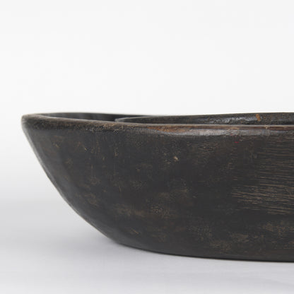 PALISADES SET OF TWO BLACK SOLID WOOD ROUND CENTERPIECE BOWL - Varnish & Vibe