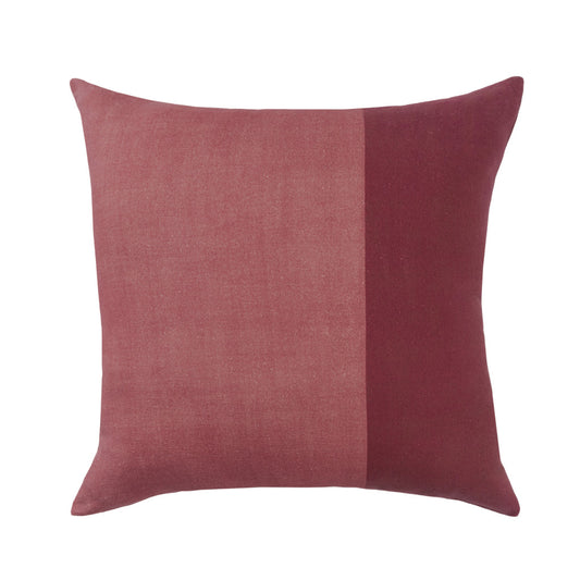 LAUREL 20" BURGUNDY AND RED PATCHWORK COTTON THROW PILLOW COVER