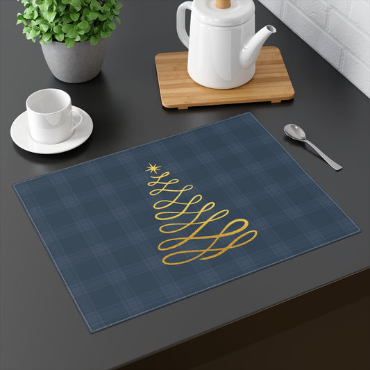 Blue Tartan Christmas Tree Placemat