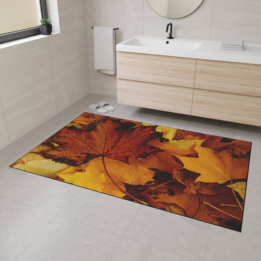 Golden Leaves Textured Fall Foliage Rug