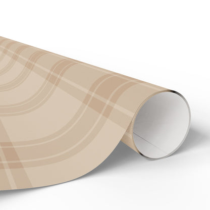 Neutral Plaid Wrapping Paper Roll – Beige Grid Gift Wrap for Weddings & Birthdays - Varnish & Vibe