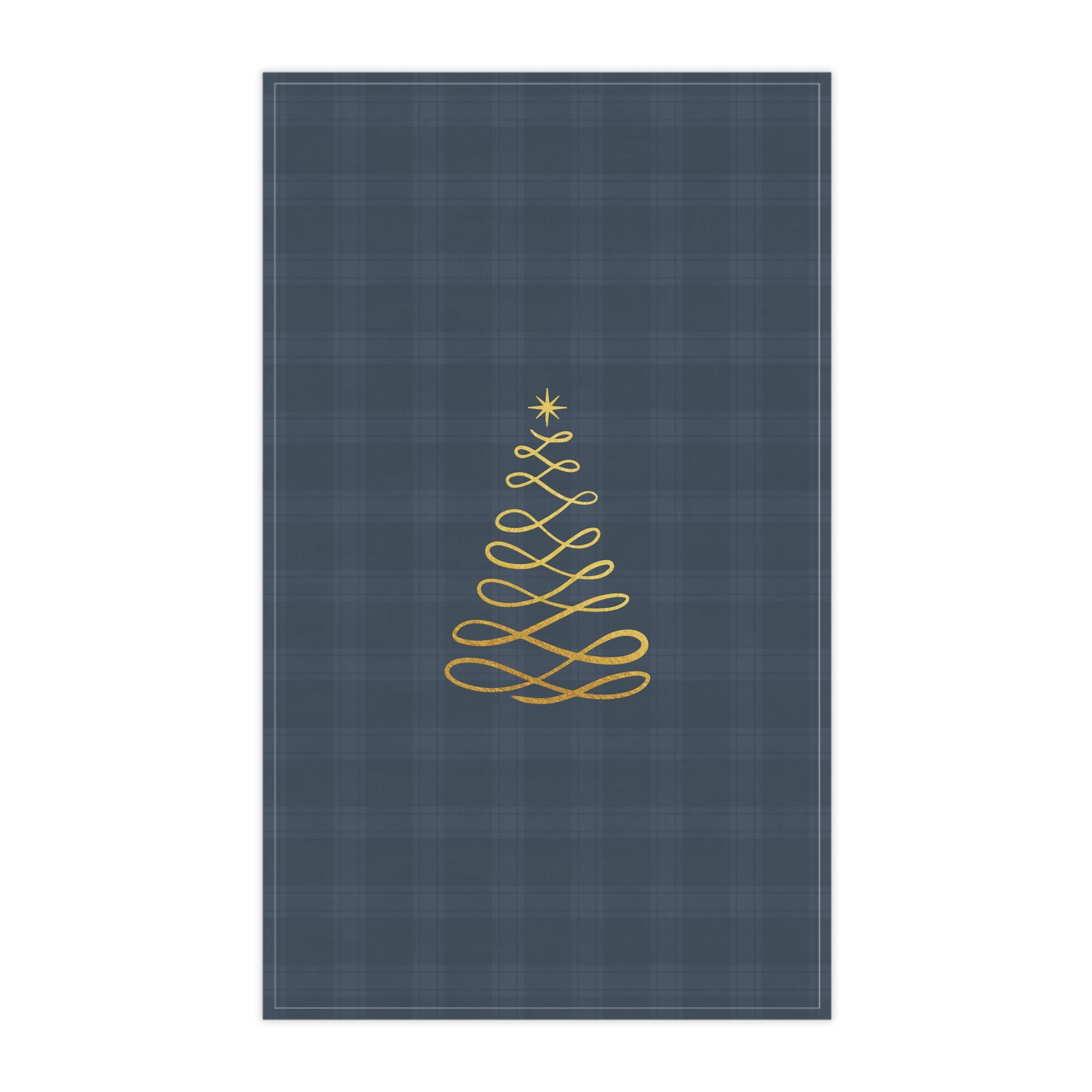 Blue Tartan Christmas Tree Tea Towels (cotton, poly) - Varnish & Vibe