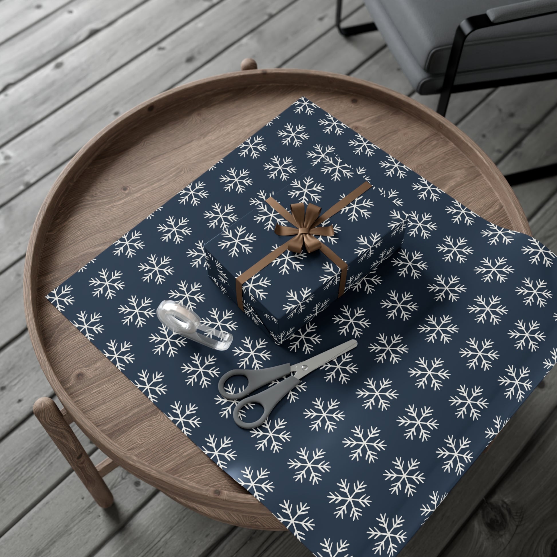 Blue Snowflakes Gift Wrapping Papers - Varnish & Vibe