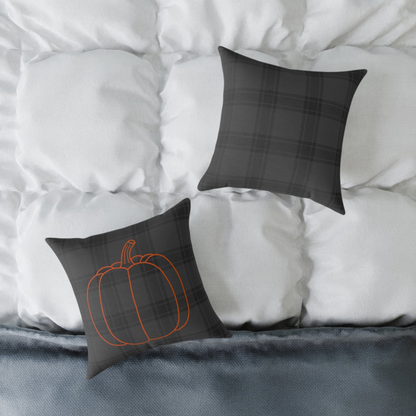 Pumpkin on Plaid Halloween Edition Fall Pillow