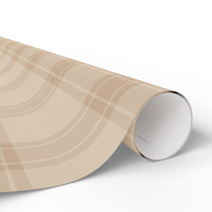 Neutral Plaid Wrapping Paper Roll – Beige Grid Gift Wrap for Weddings & Birthdays - Varnish & Vibe